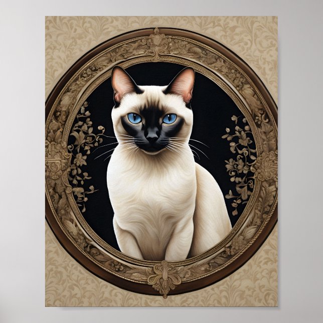 Póster Retrato gato siamés elegante (Frente)