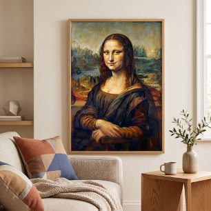 Póster Retrato geométrico abstracto de Mona Lisa Pintura