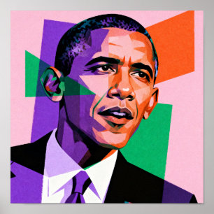 Póster Retrato geométrico moderno de Barack Obama