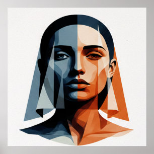 Póster Retrato geométrico transparente en ámbar y pizarra
