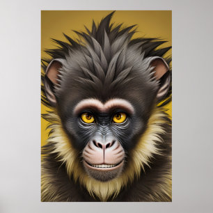 Póster Retrato gracioso de mono