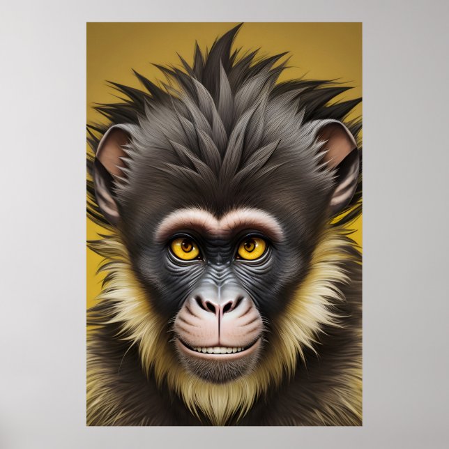 Póster Retrato gracioso de mono (Frente)