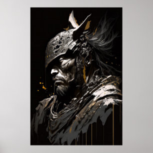 Póster Retrato guerrero Fantasía Pintando personaje oscur