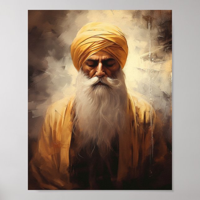 Póster Retrato Gurū Nānak - Poster Sikh (Frente)