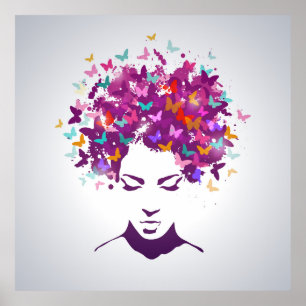 Póster Retrato hermoso de la mujer con el pelo de la