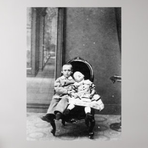 Póster Retrato inquietante de hermanos antiguos 