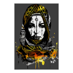 Póster Retrato Intrincado de Mujer Tribal
