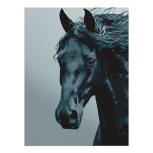Póster Retrato majestuoso de caballo negro