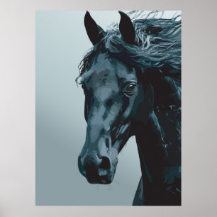 Póster Retrato majestuoso de caballo negro