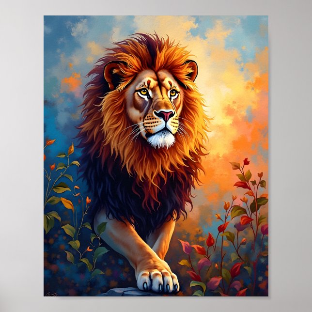 Póster Retrato majestuoso de león (Frente)