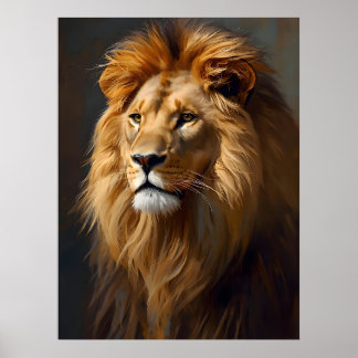 Póster Retrato majestuoso de león 