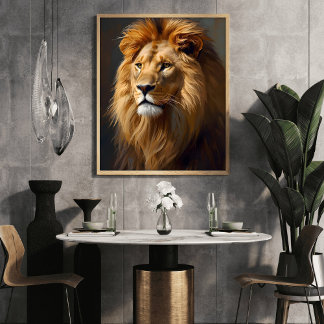 Póster Retrato majestuoso de león 