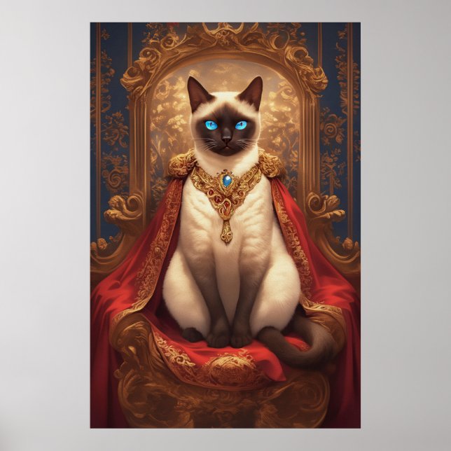 Póster Retrato majestuoso del gato real siamés (Frente)