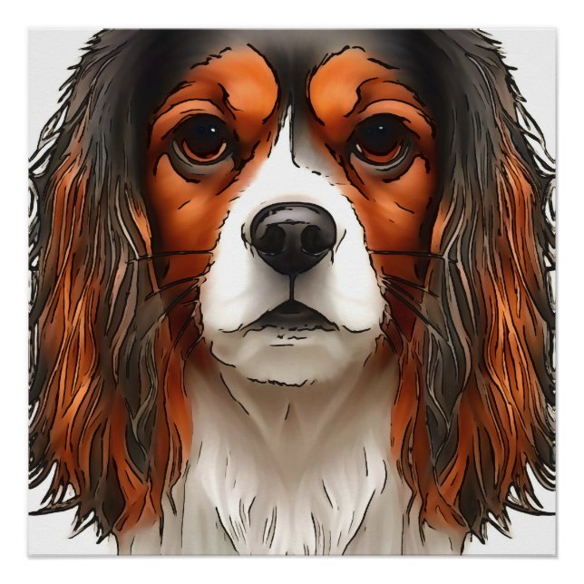 Póster Retrato Mascota español del rey Charles Cavalier (Anverso)