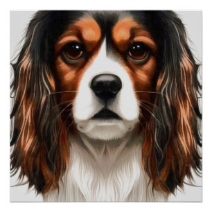 Póster Retrato Mascota español del rey Charles Cavalier