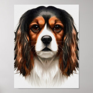 Póster Retrato Mascota español del rey Charles Cavalier