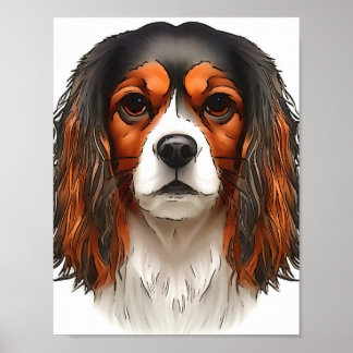 Póster Retrato Mascota español del rey Charles Cavalier