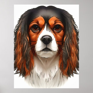 Póster Retrato Mascota español del rey Charles Cavalier