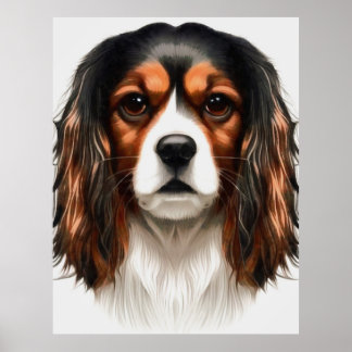 Póster Retrato Mascota español del rey Charles Cavalier