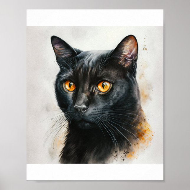 Póster Retrato Mascota personalizado, pintura de gato acu (Frente)