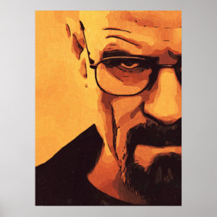Póster Retrato minimalista de hombre calvo gafas barba mo