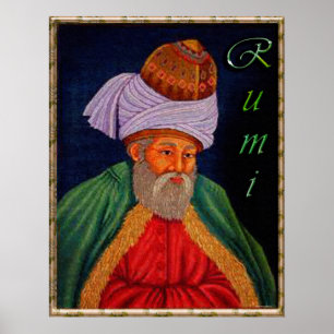 Póster Retrato místico sufí de Mevlana - Rumi