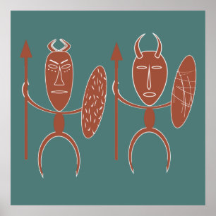 Póster retrato moderno abstracto africano a poster de art