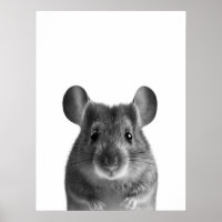 Retrato moderno de Bosque de Ratón negro blanco