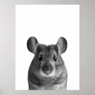 Póster Retrato moderno de Bosque de Ratón negro blanco