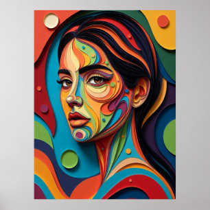 Póster Retrato moderno de corte de papel con gracia cromá