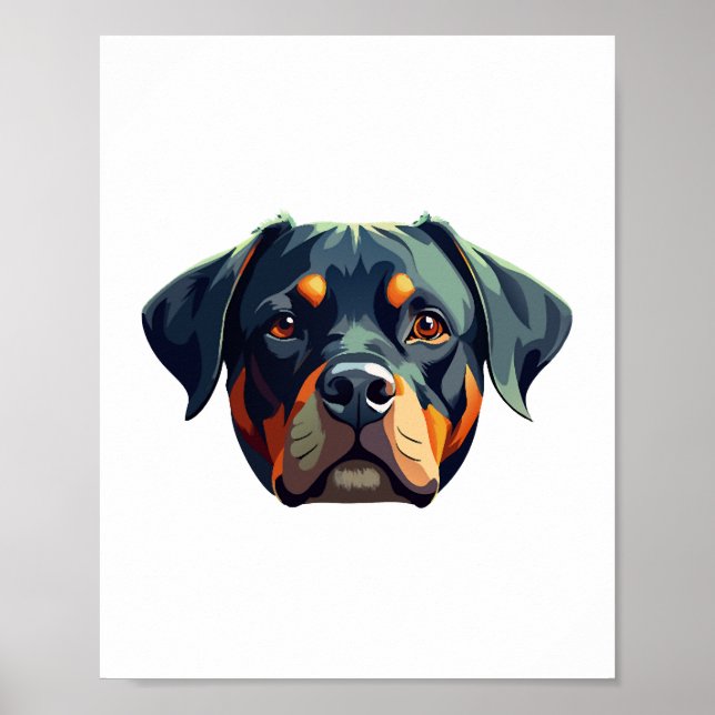 Póster Retrato moderno de Rottweiler - Perro audaz estilo (Frente)