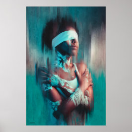 Póster Retrato moderno pintado de una mujer africana