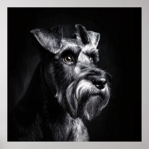 Póster Retrato monocromo de Schnauzer