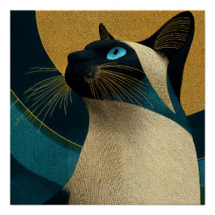 Póster Retrato Mosaico Siames