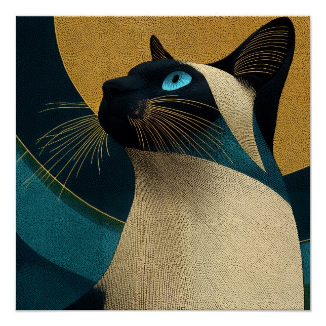 Póster Retrato Mosaico Siames (Anverso)