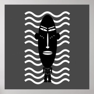 Póster retrato negro y moderno abstracto