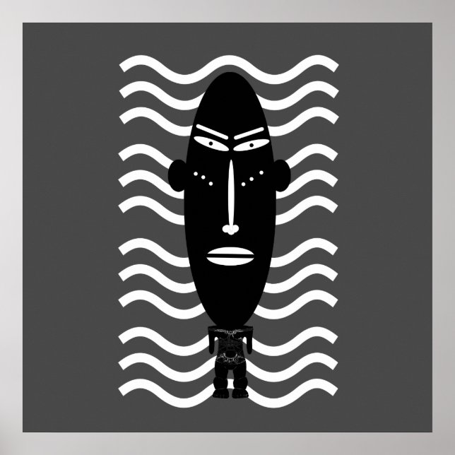 Póster retrato negro y moderno abstracto (Frente)
