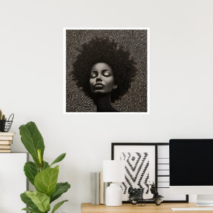 Póster Retrato orgulloso de mujer negra y blanca y negra