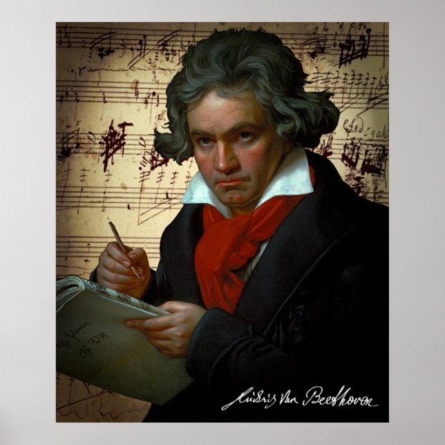 PÓSTER RETRATO OSCURO DEL GENIO MUSICAL BEETHOVEN 1820 (Frente)