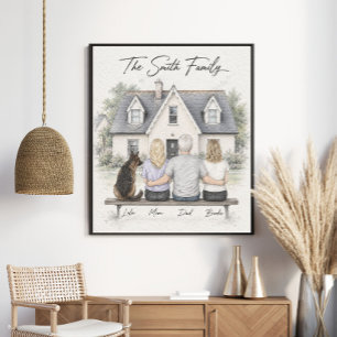 Póster Retrato Personalizado de la Casa Familiar