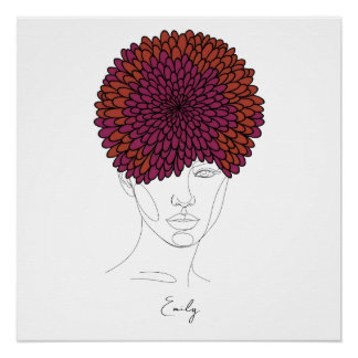 Póster Retrato personalizado de la flor de nacimiento de