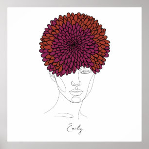 Póster Retrato personalizado de la flor de nacimiento de