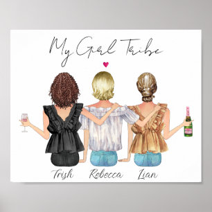 Póster retrato personalizado de los mejores amigos person