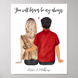 Póster Retrato personalizado de pareja de personalizados