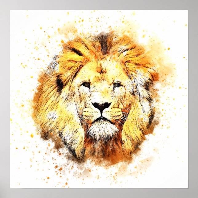 Póster Retrato pintado de león (Frente)