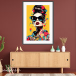 Póster Retrato pop de mujer en colores brillantes<br><div class="desc">Whimsy Wall Art Co. Presentamos: La colección "Pop Femme" se adentra en un mundo donde el retrato clásico se encuentra con el arte pop contemporáneo en nuestra vibrante colección "Pop Femme". Esta serie es una celebración de la esencia multifacética de la feminidad a través de una ráfaga de colores, patrones...</div>