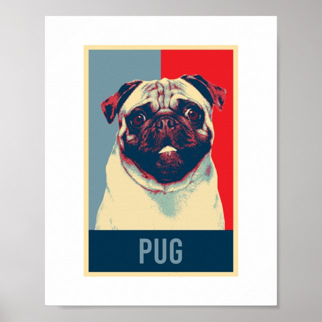 Póster Retrato pop de perro de Bulldog holandés de pug (Frente)