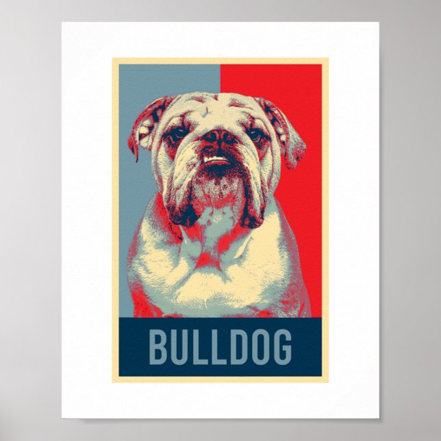 Póster Retrato pop de perro de Bulldog inglés (Frente)