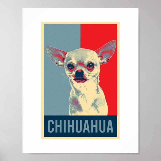 Póster Retrato pop de perro de Chihuahua (Frente)