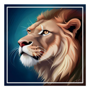 Póster Retrato posado en el lado del león 56557